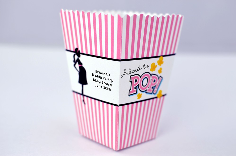 Ready To Pop Dark Pink Personalized Baby Shower Popcorn Boxes