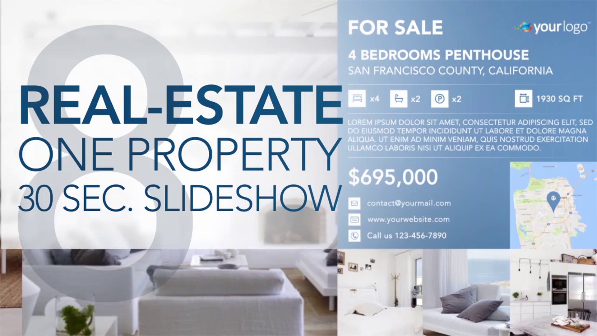 Real Estate One Property 30s Slideshow 8 Apple Motion And Final Templates For Sale