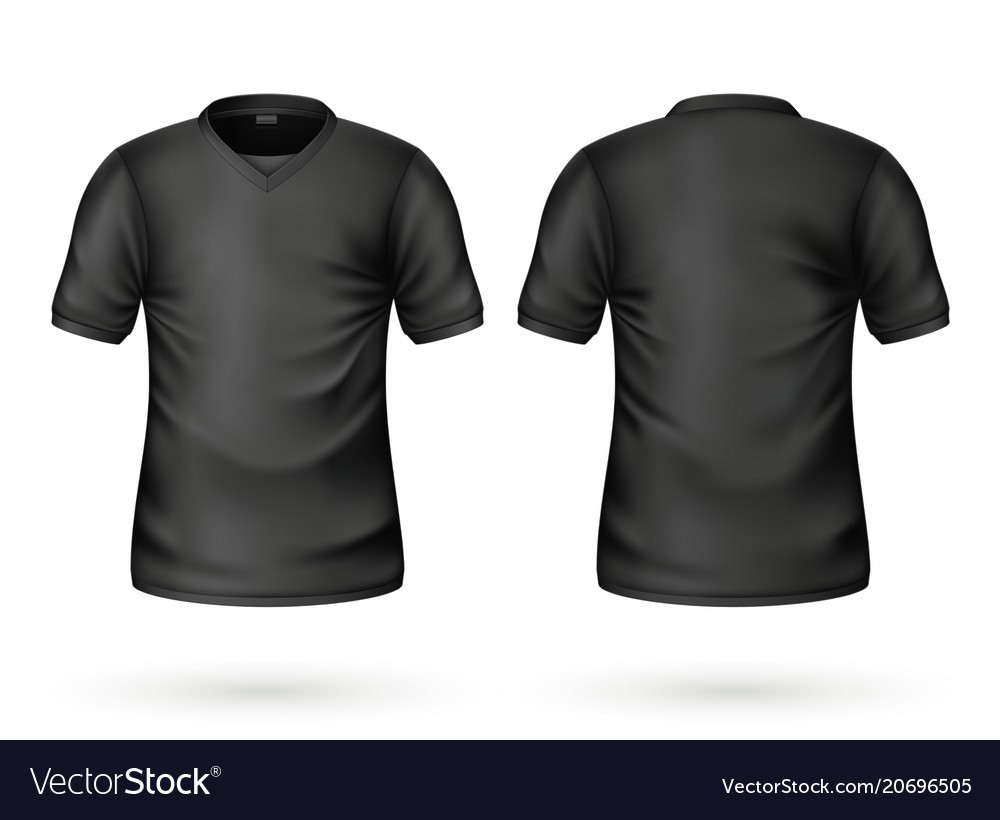 Realistic T Shirt Black Blank Mockup Royalty Free Vector