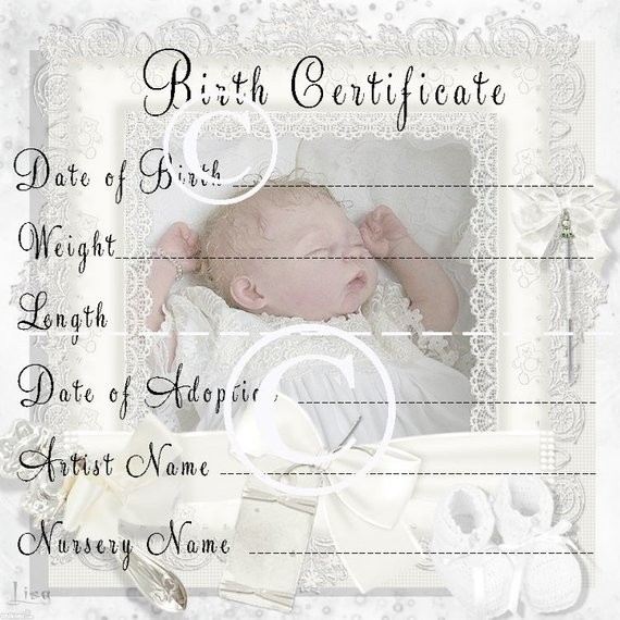 Reborn Baby Doll Birth Certificate Instant Download To Print