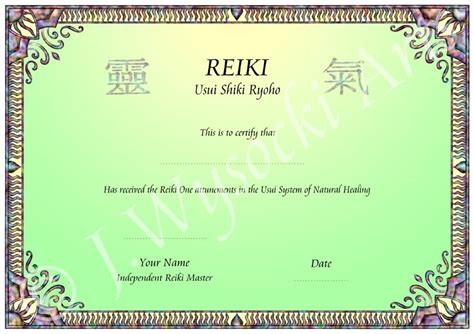 Reiki Certificate Template Free Download