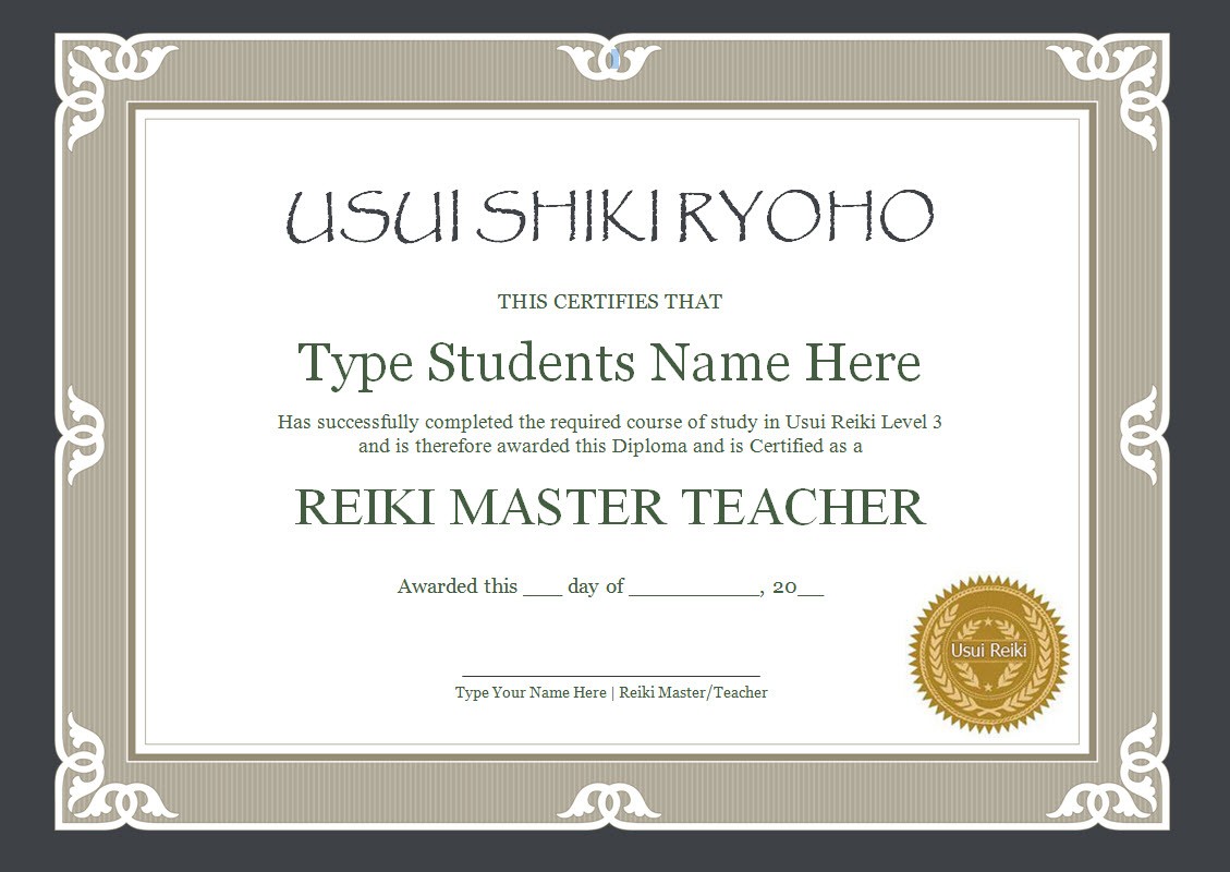 Reiki Level 1 Certificate Template Reeviewer Co