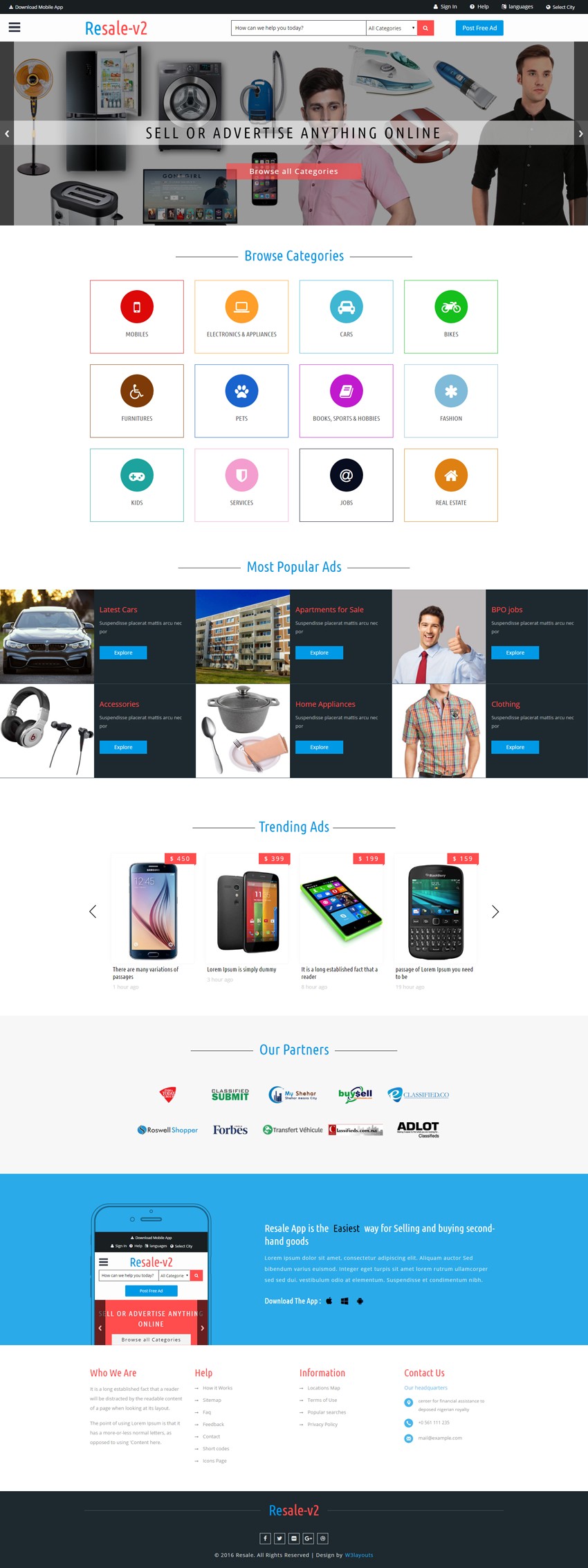 Resale V2 A Classified Ads Category Bootstrap Responsive Web Template