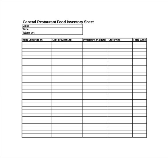 Restaurant Inventory Template 28 Free Word Excel Documents