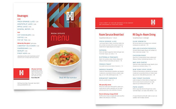 Restaurant Menu Templates InDesign Illustrator Publisher Word Template