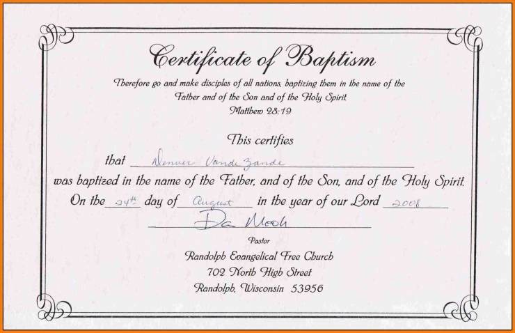 Roman Catholic Baptism Certificate Template Theatre Record Water