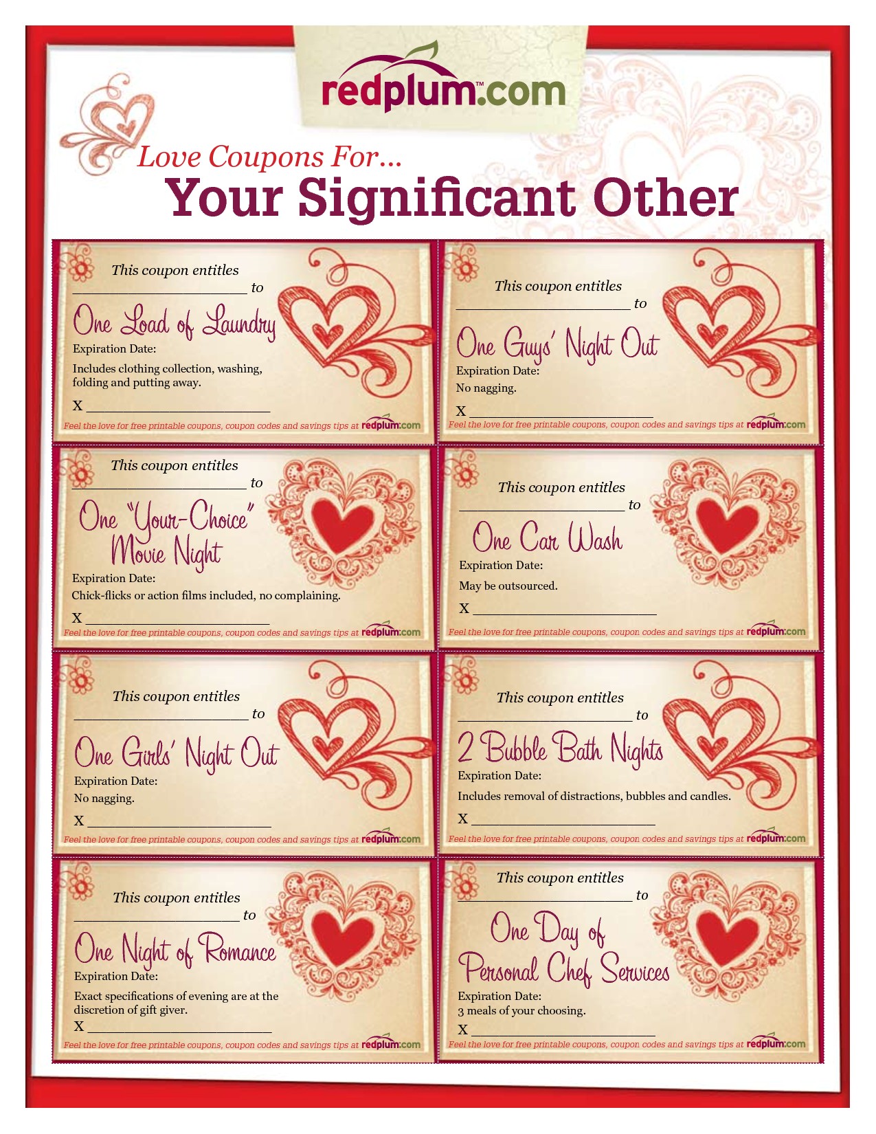 Romantic Love Coupon Template Printable Coupons For Your Date Night Certificate