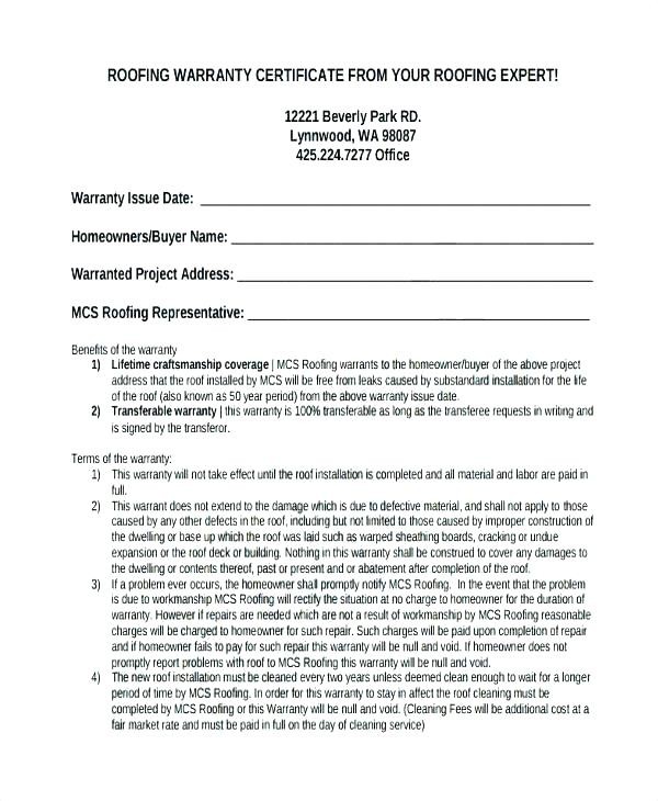 Roof Certification Template Form Letter Free