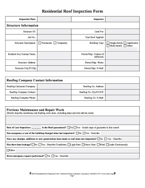 Roof Inspection Form Fill Online Printable Fillable Blank Certification