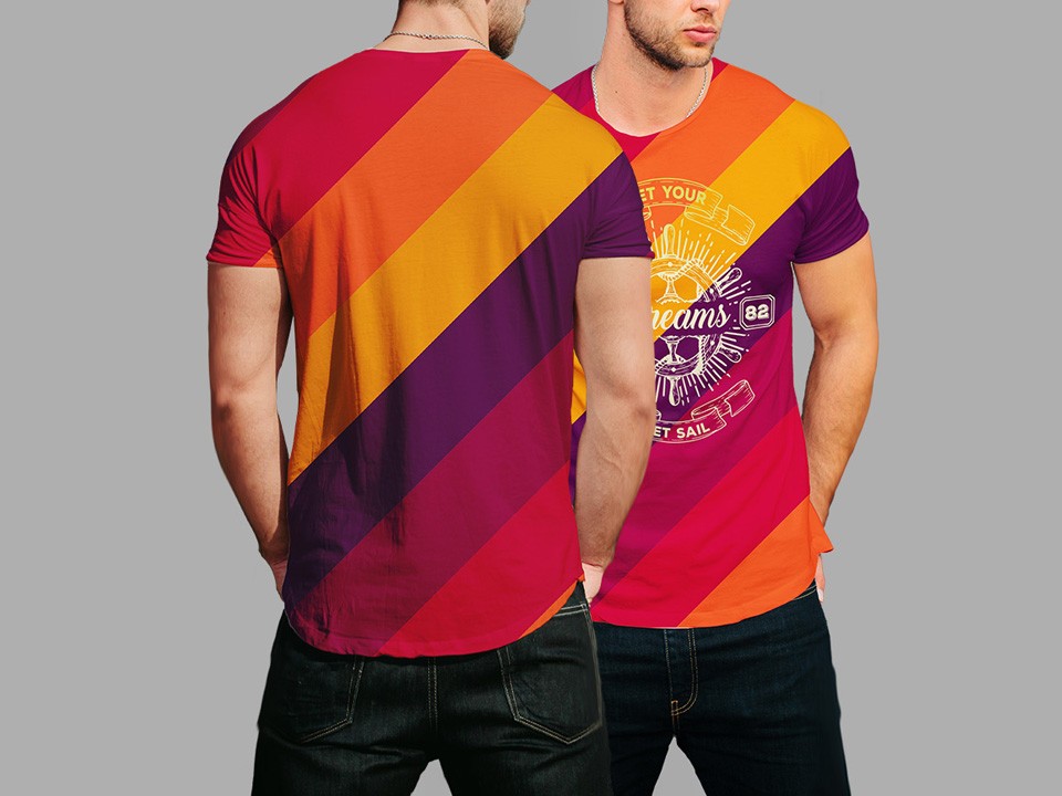 Round Neck Men T Shirt Mockup Love Front And Back Psd Free