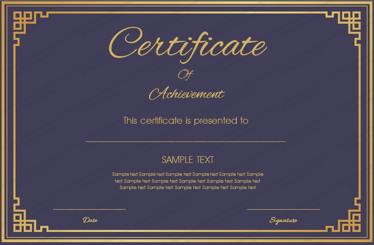 Royal Blue Certificate Of Achievement Template