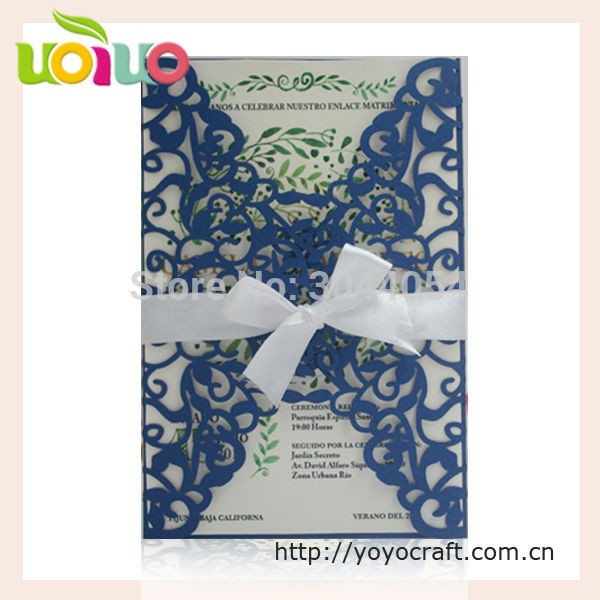Royal Blue Laser Cut Flower Branch Wedding Invitation Card Cutter