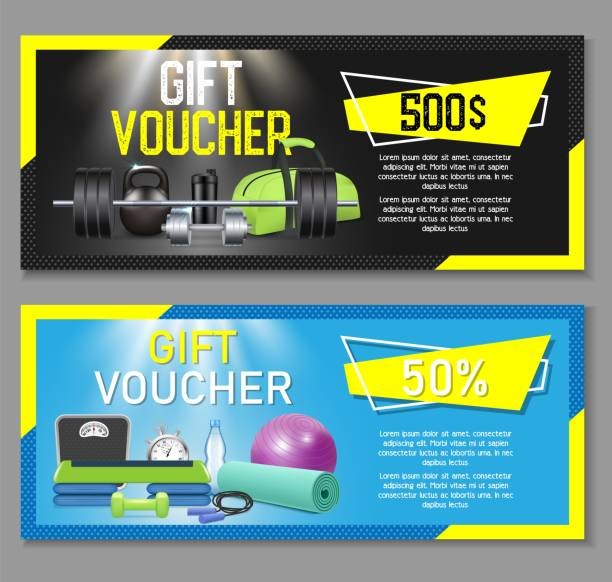 Royalty Free Fitness Center Gym Coupon Voucher Or Gift Card Design