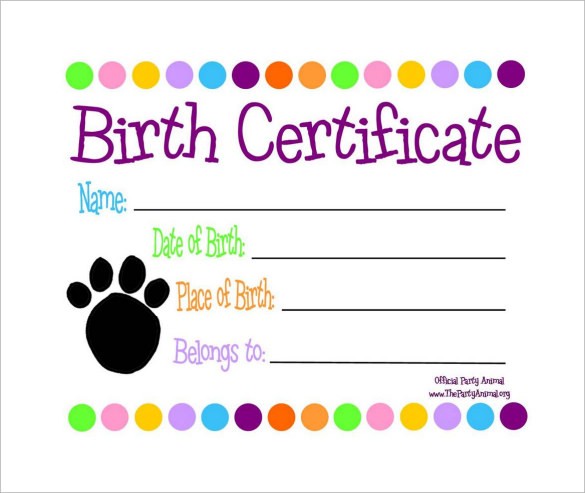 Sample Birth Certificate 18 Free Documents In Word PDF Dog