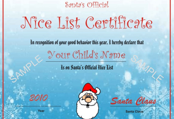 Santa S Nice List Certificate Blue Snowflake Design Other Files Template