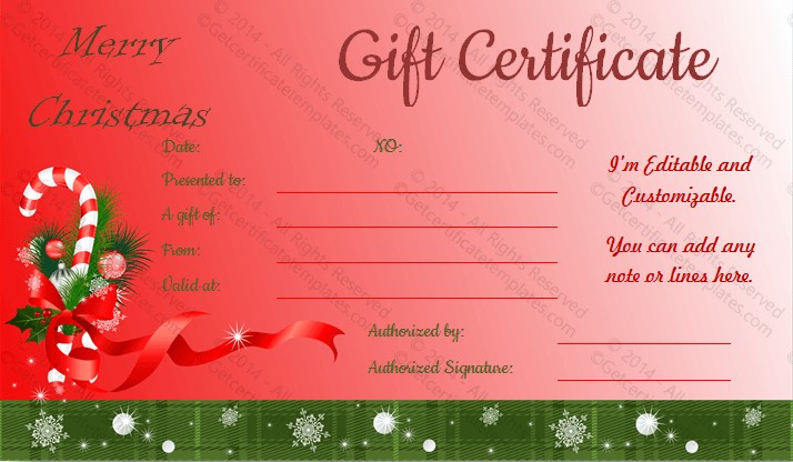 Santa Sticks Christmas Gift Certificate Template