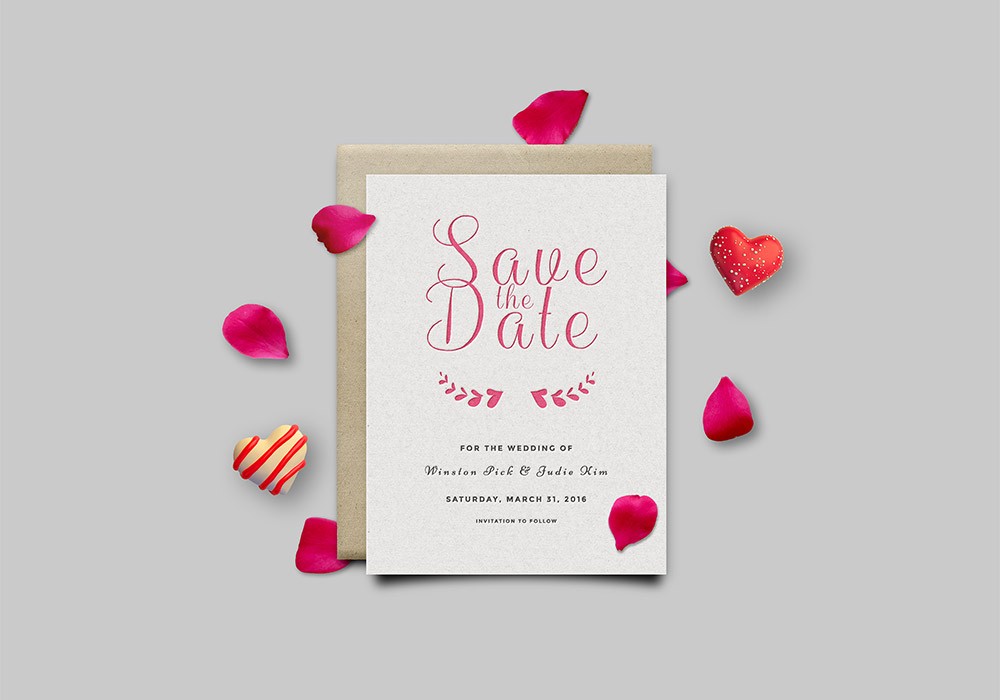 Save The Date Invitation Card Mockup PSD GraphicsFuel Template