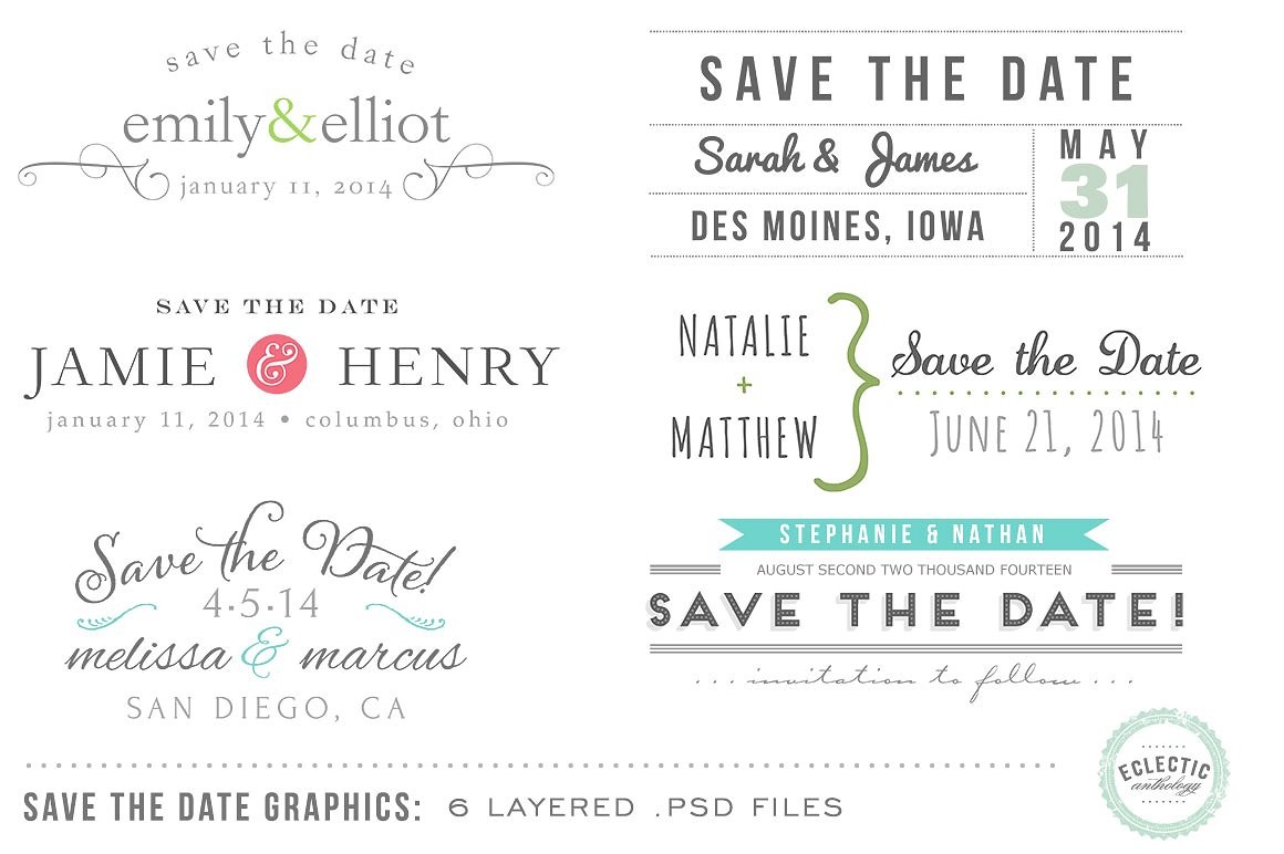 Save The Date Overlays Layered Psd Graphic Objects Creative Market