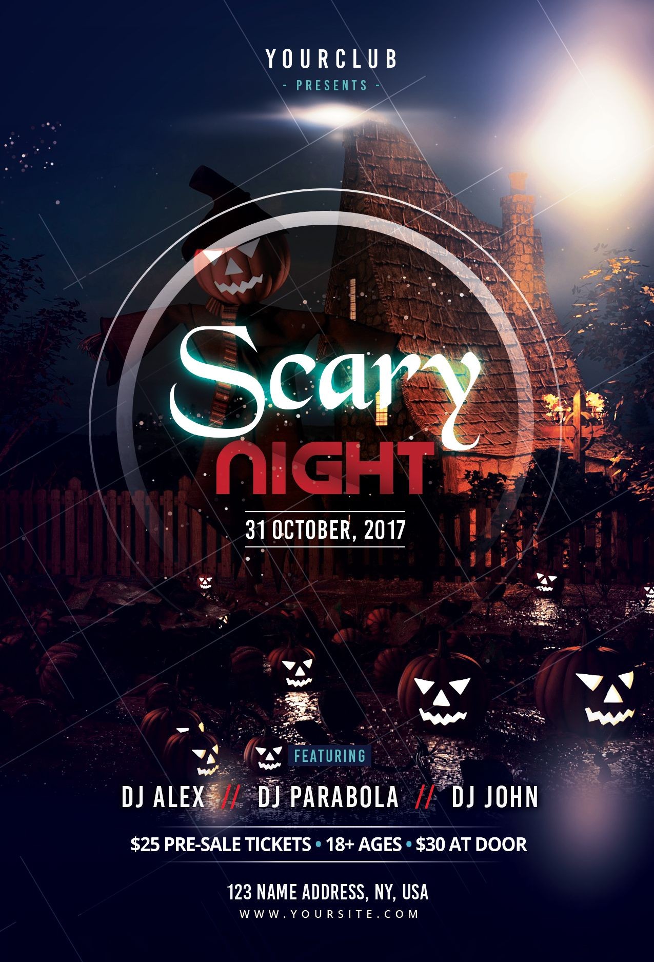 Scary Night Free Halloween PSD Flyer Template