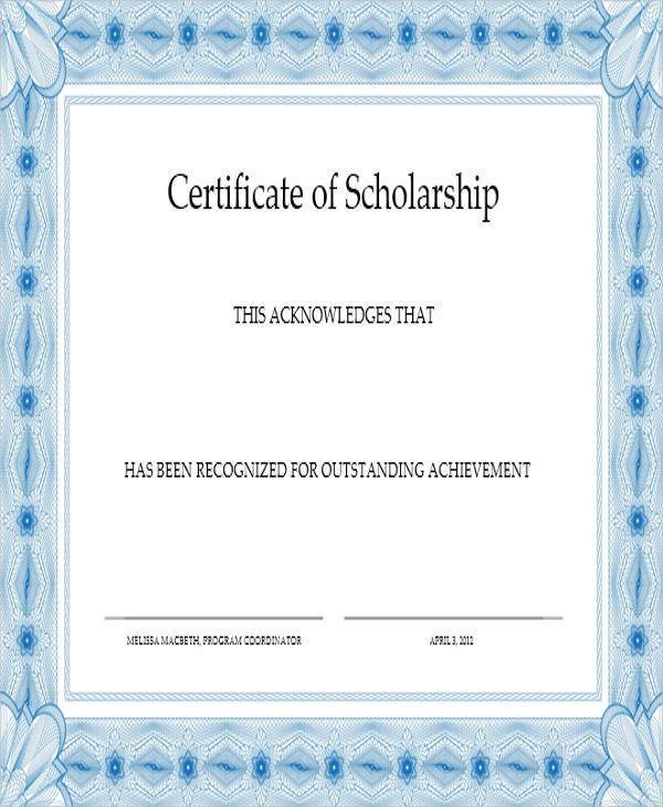 Scholarship Award Certificate Template Free Zrom Tk