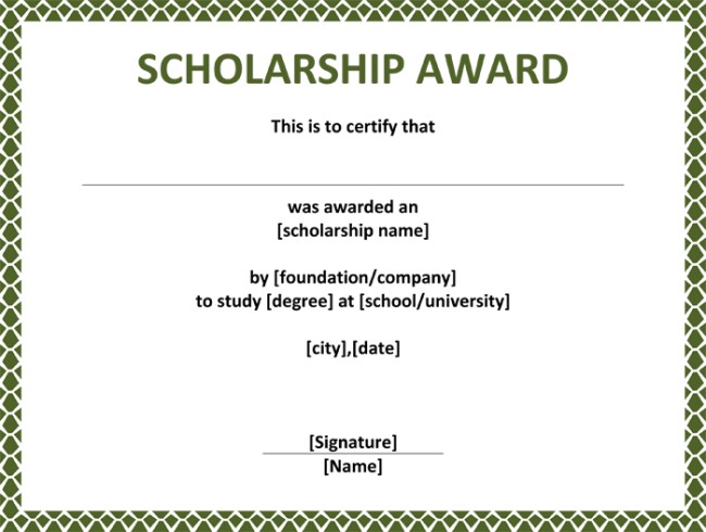 Scholarship Certificate Template Free Ukran Agdiffusion Com Award