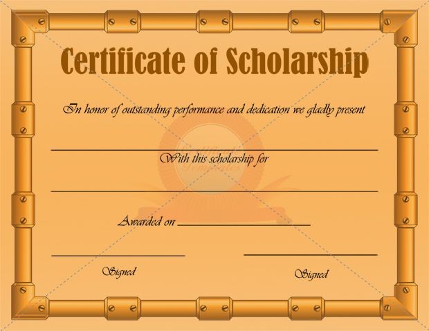 Scholarship Certificate Template SCHOLARSHIP CERTIFICATE TEMPLATES Formats For