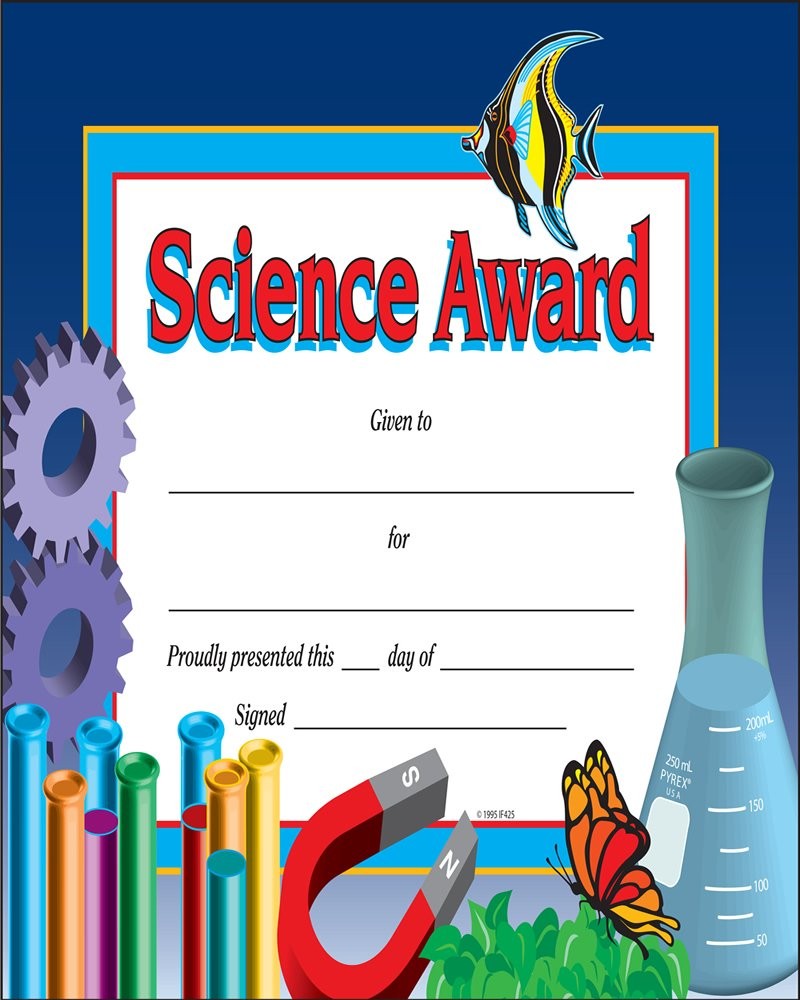 Science Award Certificate Certificates School Specialty Free