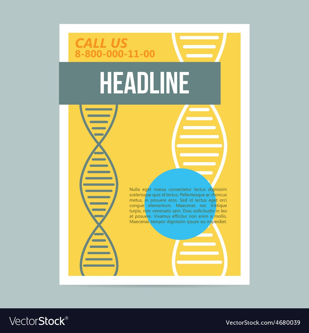 Science Brochure Flyer Design Template With DNA Vector Image