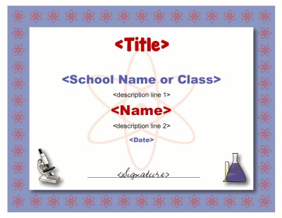Science Certificate Template Printable Certificates