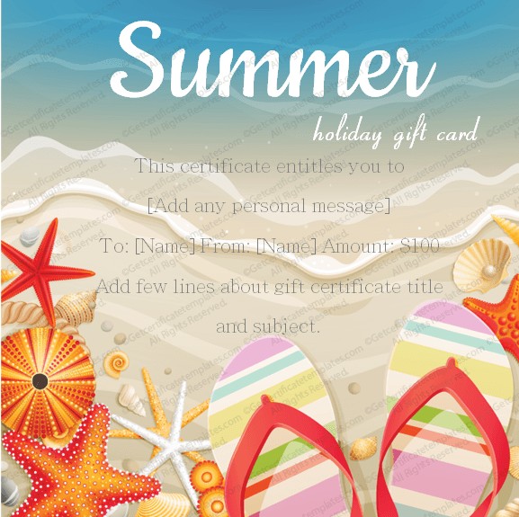 Sea Sight Holiday Gift Certificate Template Beach