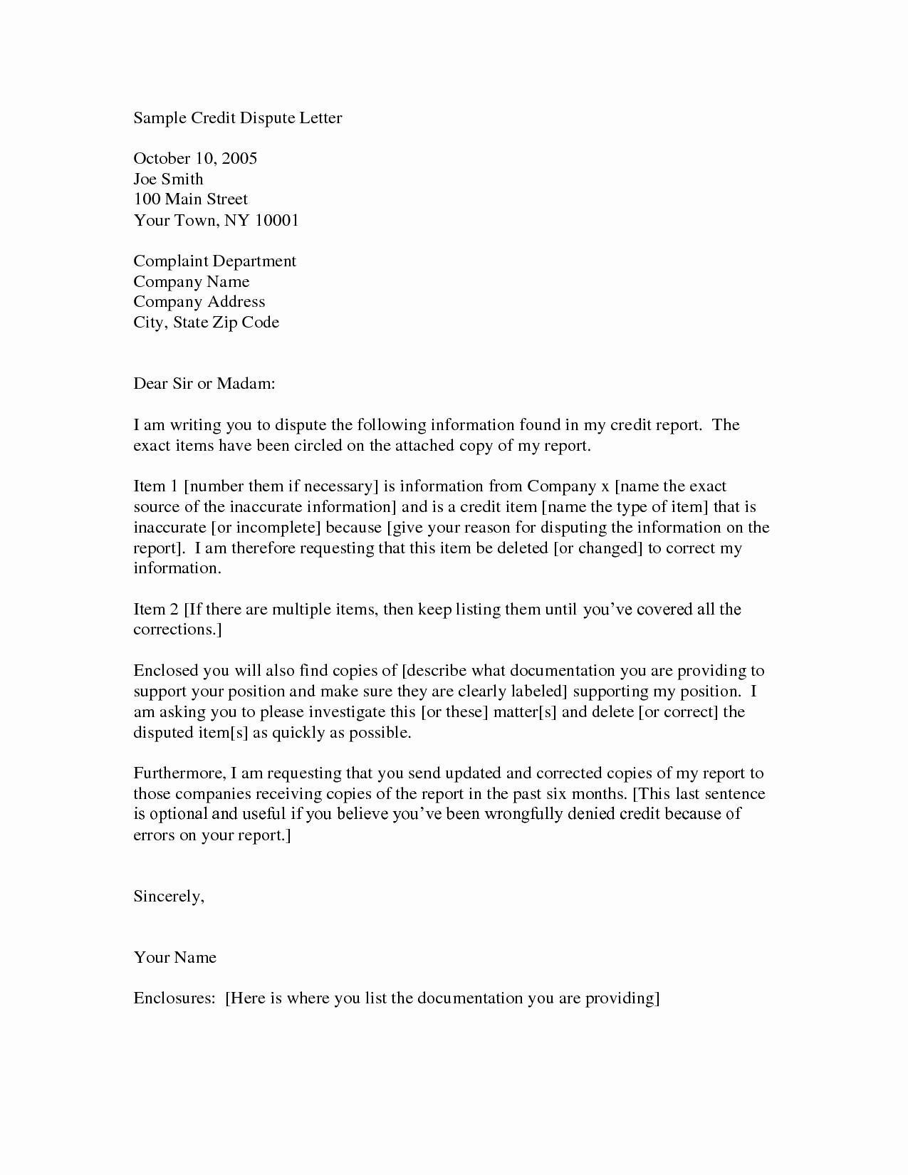 Section 609 Credit Report Dispute Letter Sample