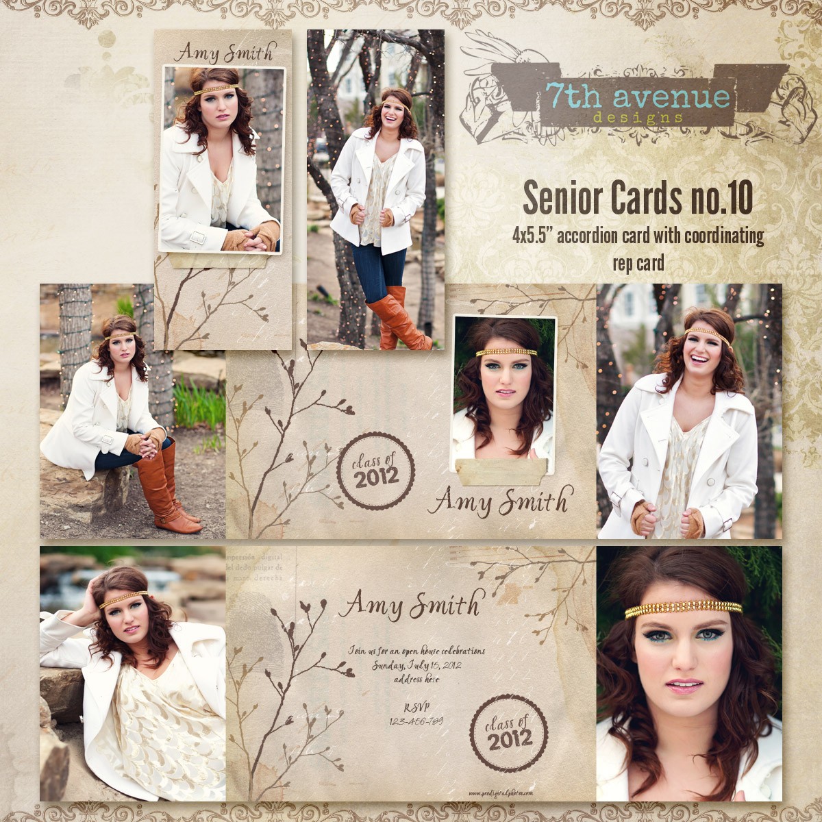 Senior Card Templates No 10 Senior10 4 00 7thAvenue Designs Rep Cards For Photographers