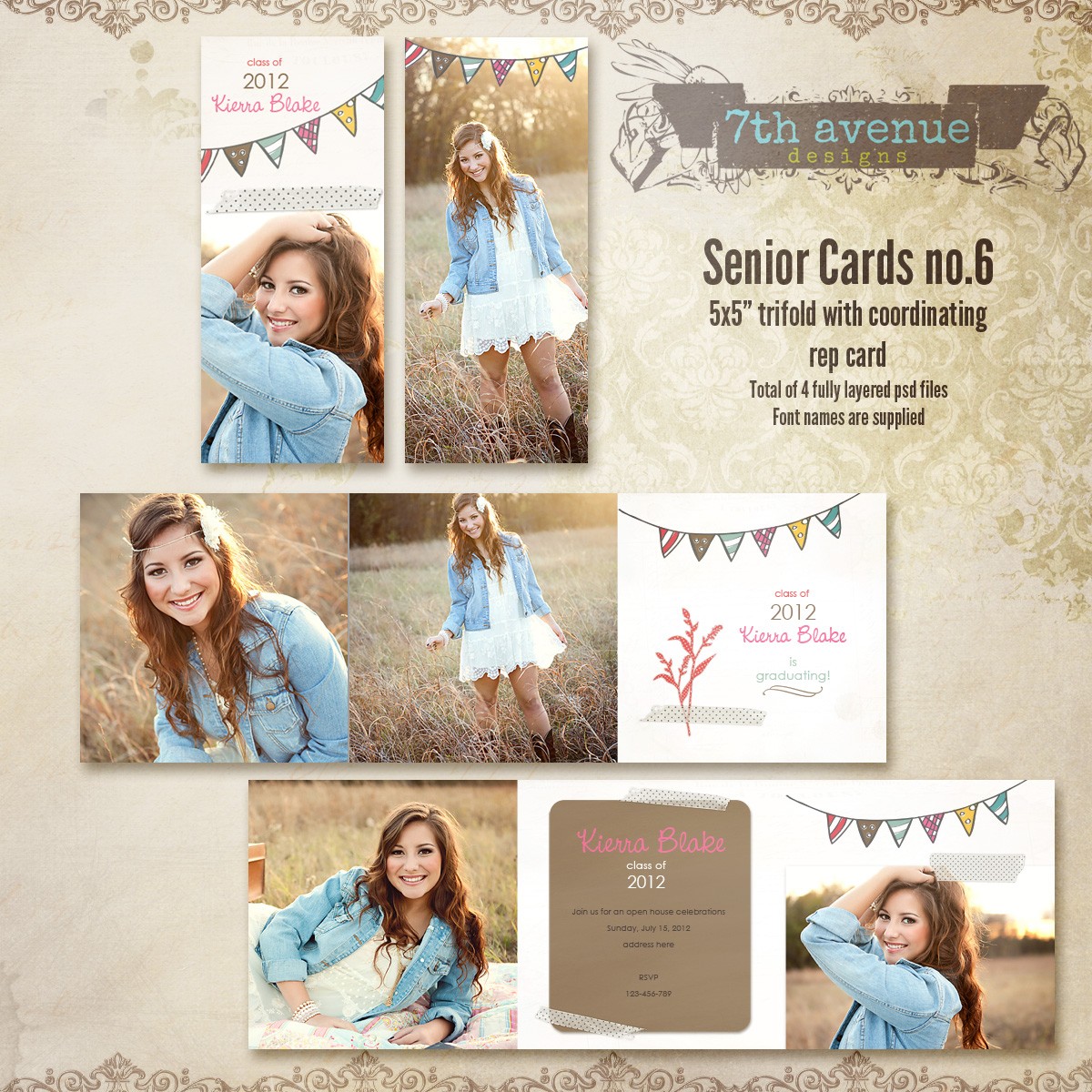 Senior Card Templates No 6 Senior6 4 00 7thAvenue Designs Rep Cards For Photographers