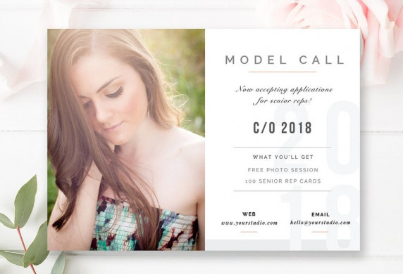 Senior Model Call Template Digital Photography Marketing Board Rep Cards Templates For Photographers