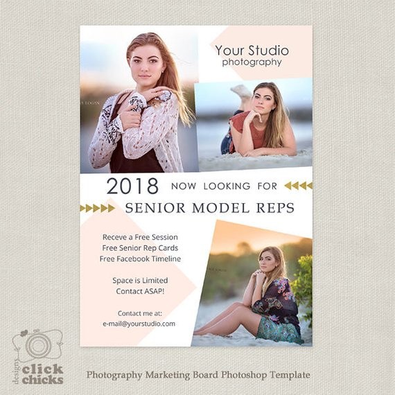 Senior Model Rep Template Marketing Board For Photographers Etsy Cards Free