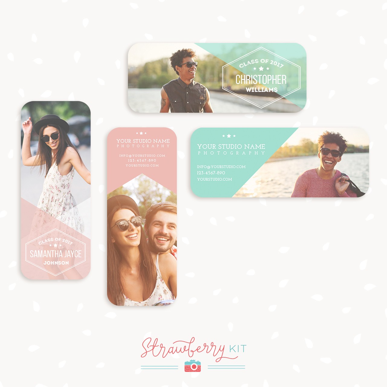 Senior Rep Cards Templates For Photographers Strawberry Kit
