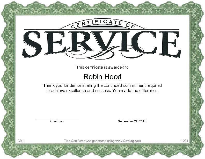 Service Certificate Format In Word Customer Award Templates Long Template