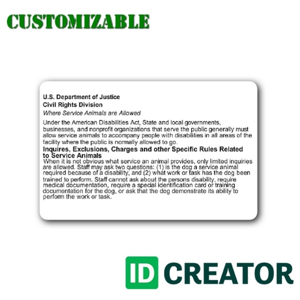 Service Dog Certificate Template Id Card Call Make Ids With Animal
