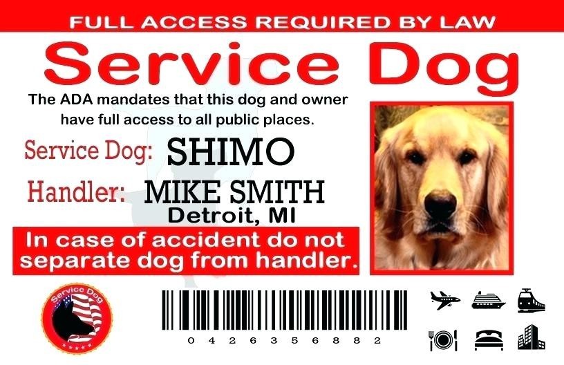 Service Dog Certificate Template Plus Emotional Support Id Card Free Animal