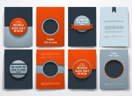 Set Of Brochure Poster Templates In World AIDS Day Style Beautiful Hiv Template