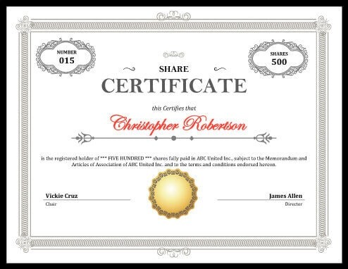 Share Certificate Ukran Agdiffusion Com Template Canada