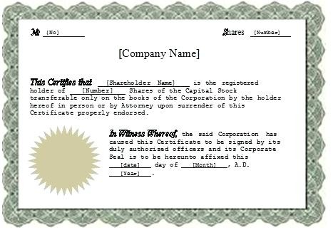 Shareholder Certificate Template Awesome Shareholders Blank Share Certificates Free