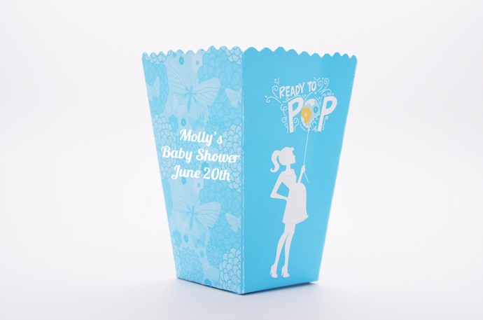 She S Ready To Pop Blue Personalized Baby Shower Popcorn