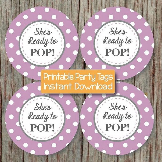 She S Ready To Pop Printable Stickers By On About Baby Shower