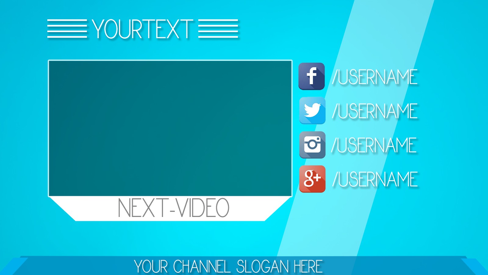 Simple Blue Youtube Outro Template Free Download