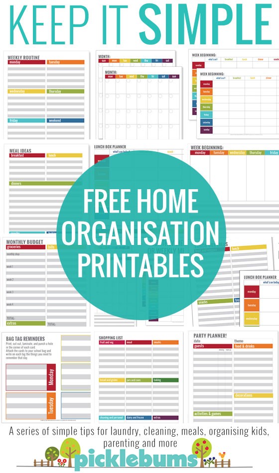 Simple Home Organisation Printables Picklebums