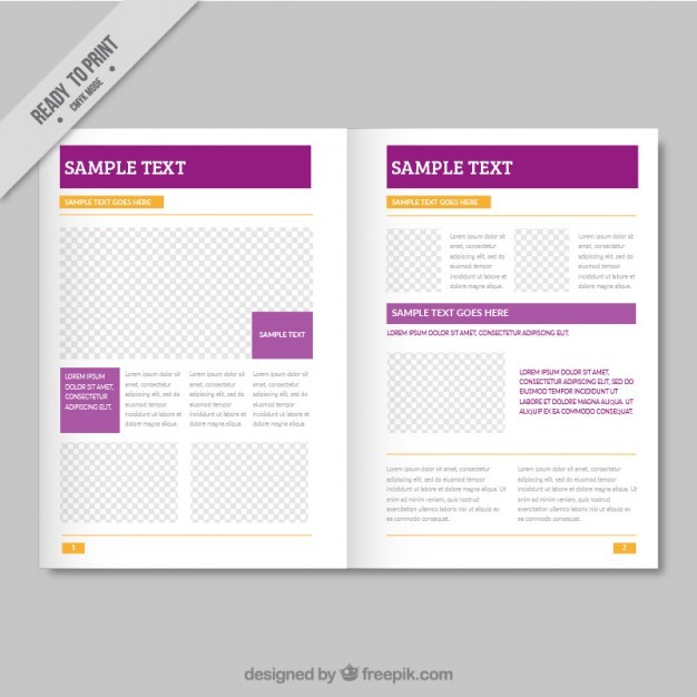 Simple Magazine Template With Purple Details Vector Free Download