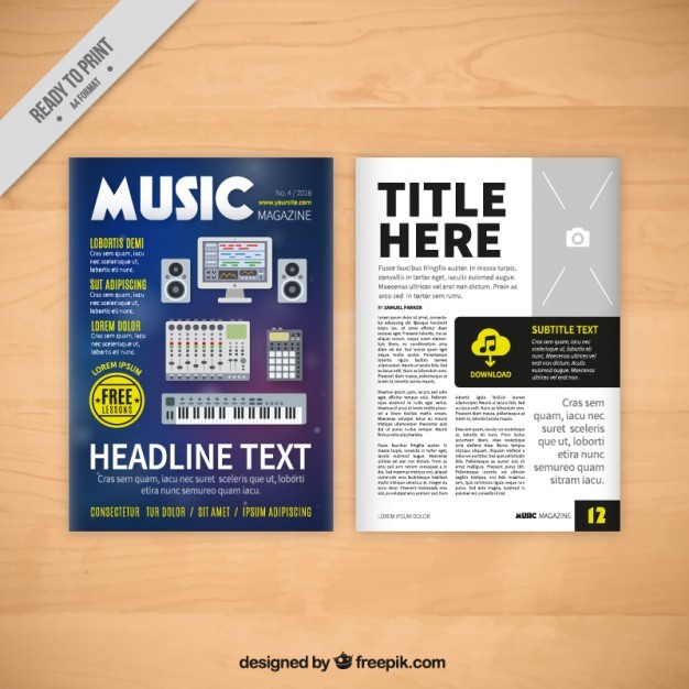 Simple Music Magazine Template Vector Free Download