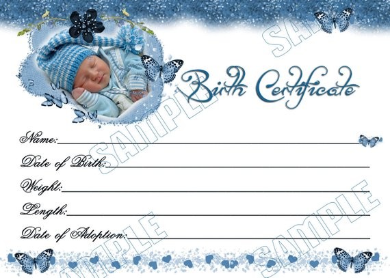 SLEEPY BOY Reborn Baby Doll Birth Certificate Instant Download