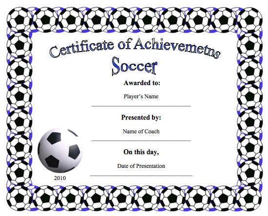 Soccer Certificate Template Word